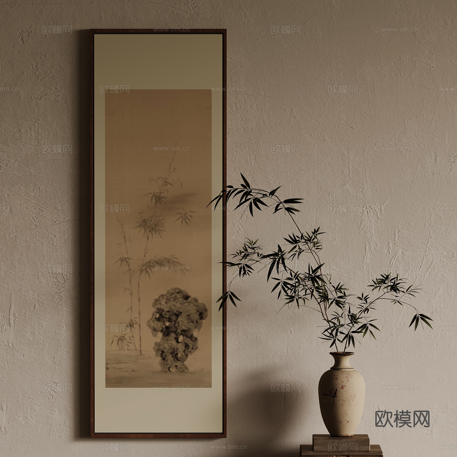 新中式装饰画 花瓶3d模型