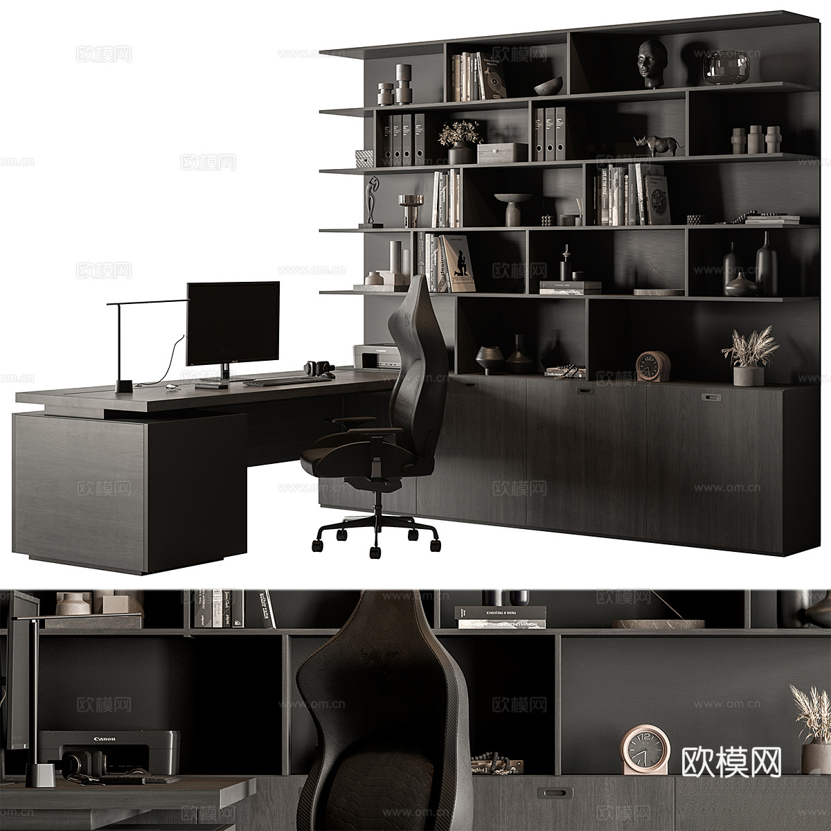 现代意式极简办公桌椅3d模型