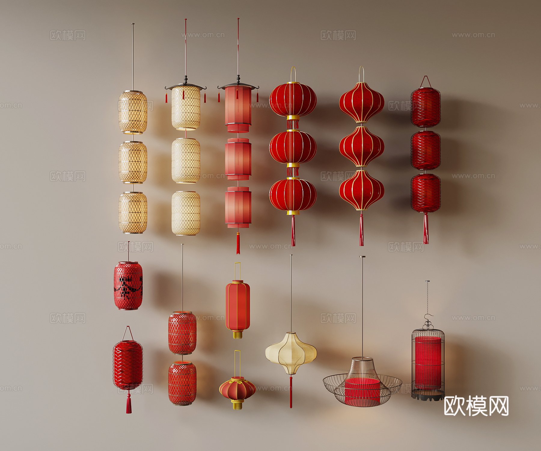 中式灯笼 节日用品 红灯笼su模型
