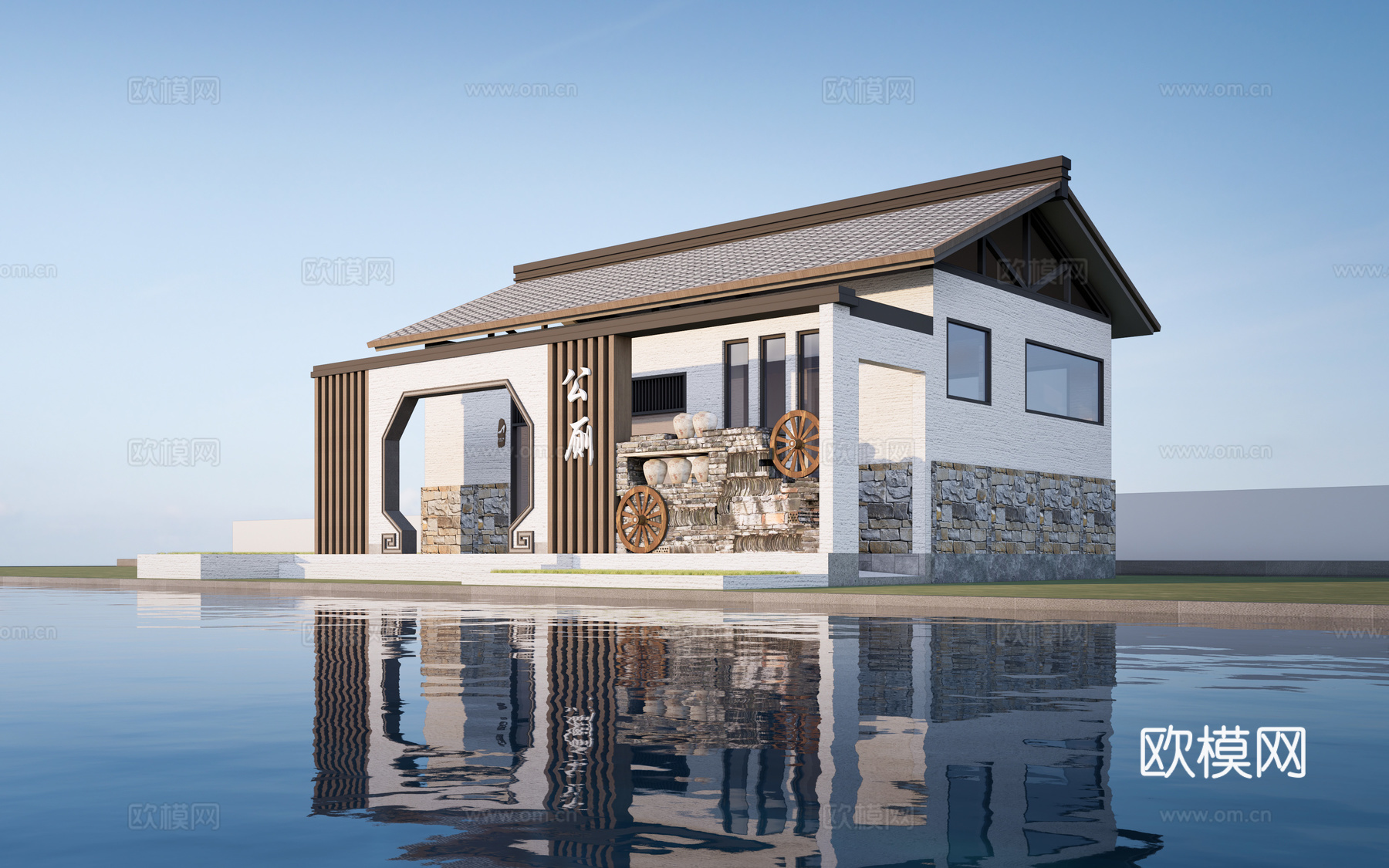 现代公厕建筑 厕所建筑 旅游厕所 公共卫生间su模型