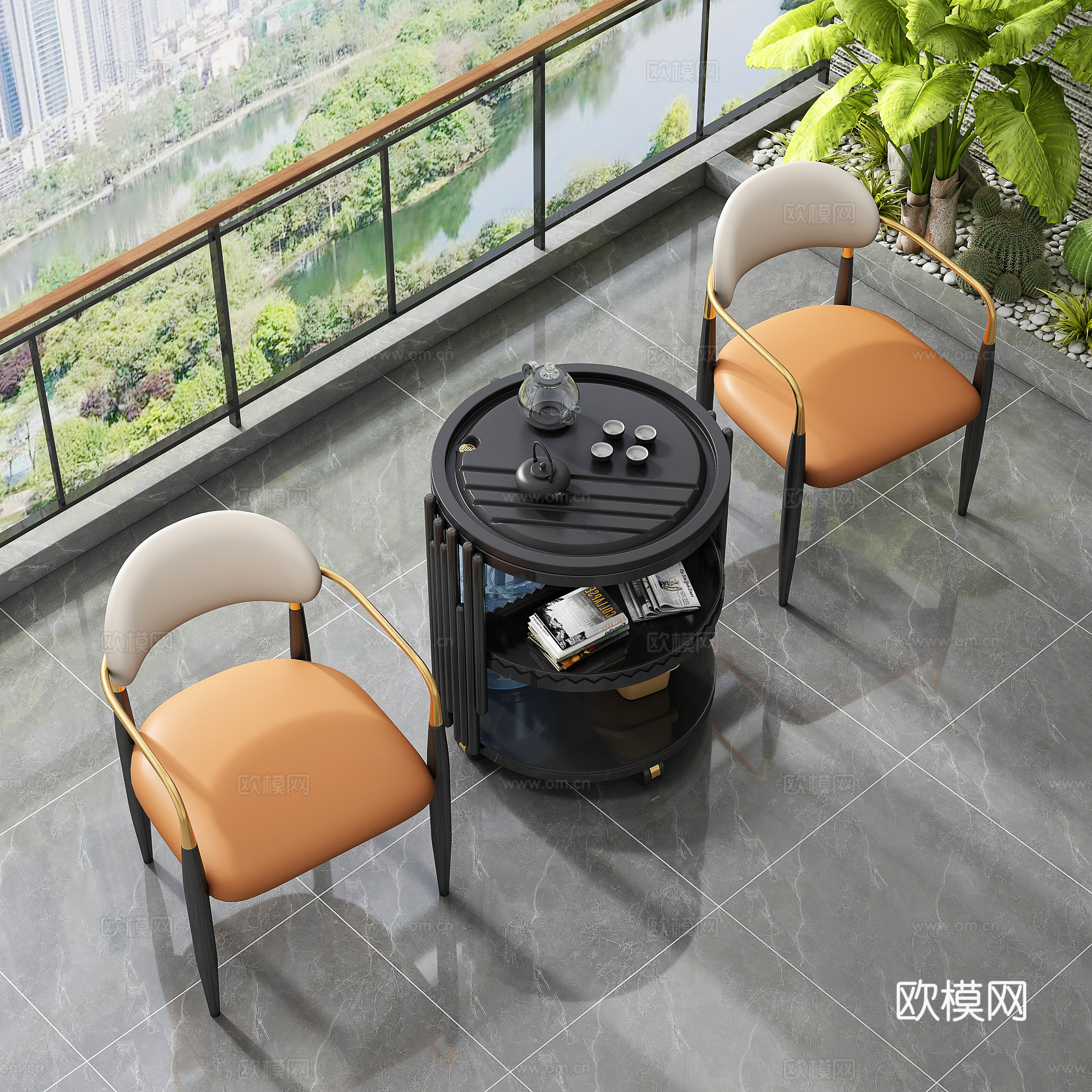 现代茶桌椅su模型