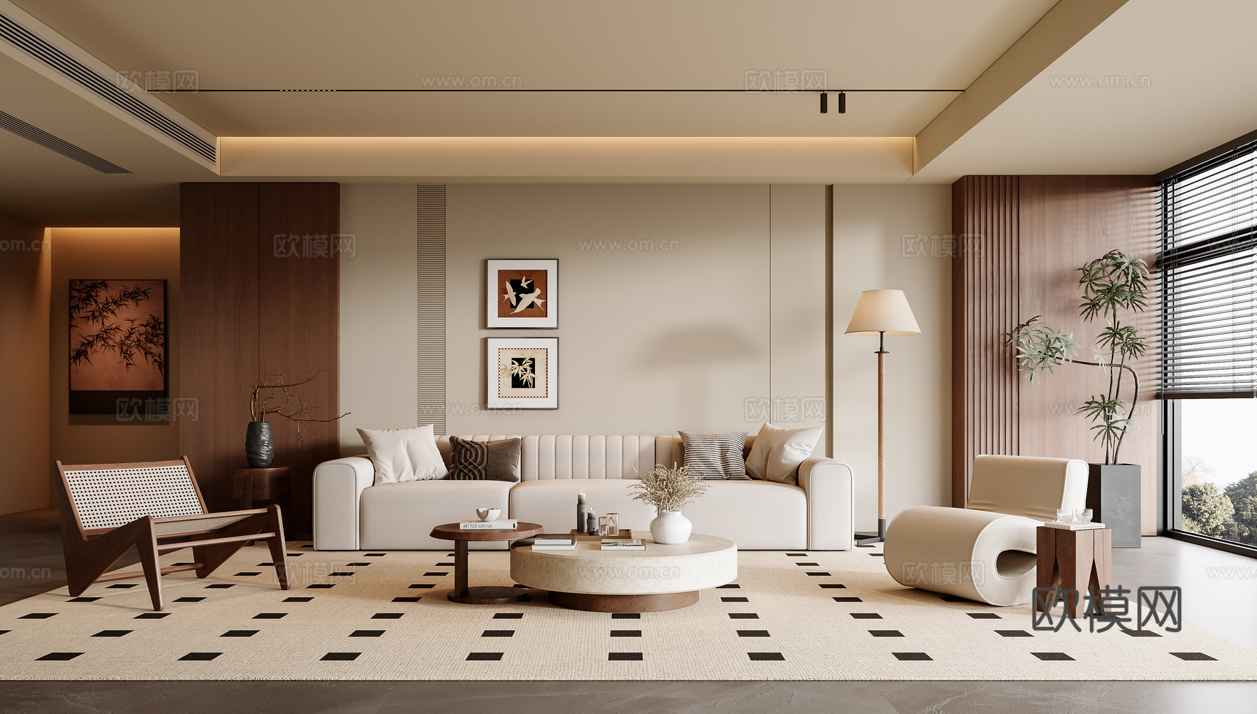 中古风客厅3d模型下载