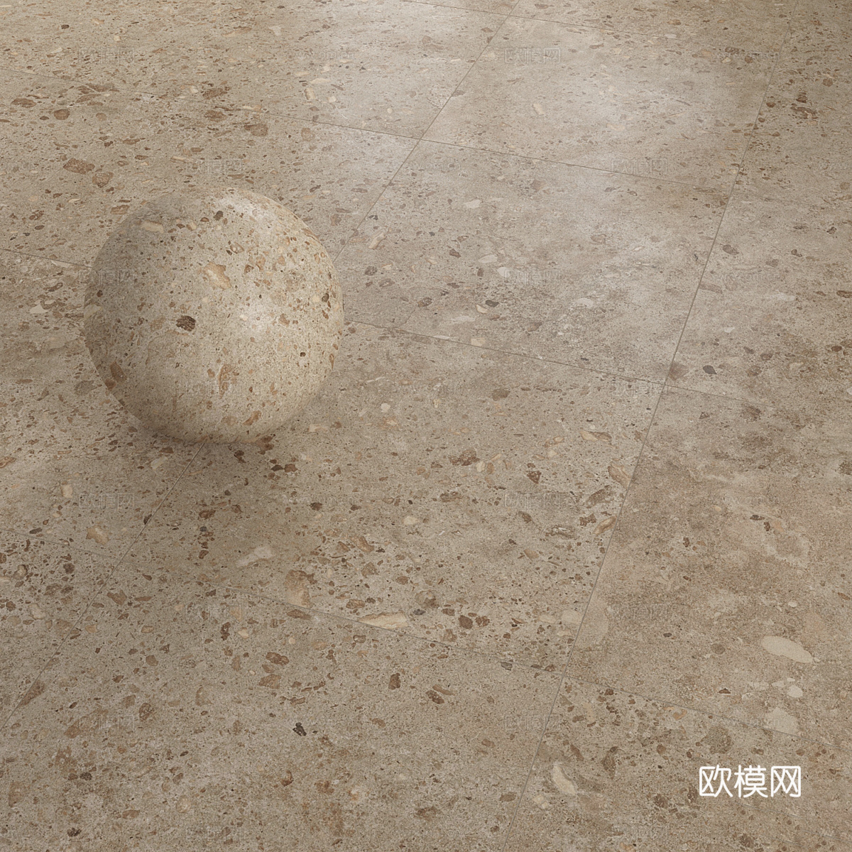 现代茶几水磨石 瓷砖 PU石材3d模型