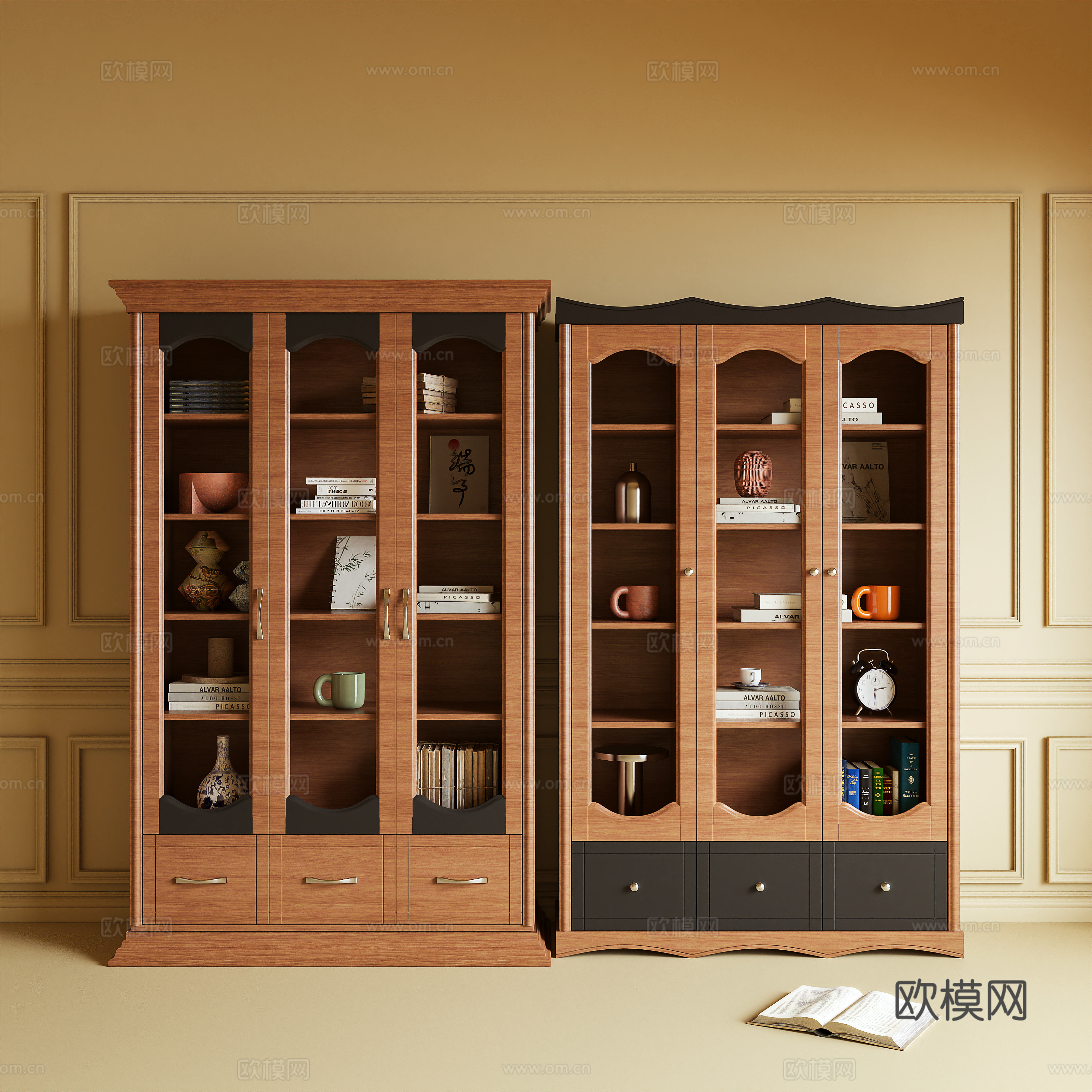 中古风书柜 置物柜 储物柜3d模型
