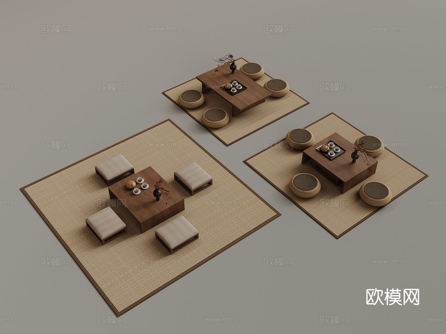 侘寂茶桌 榻榻米茶台3d模型