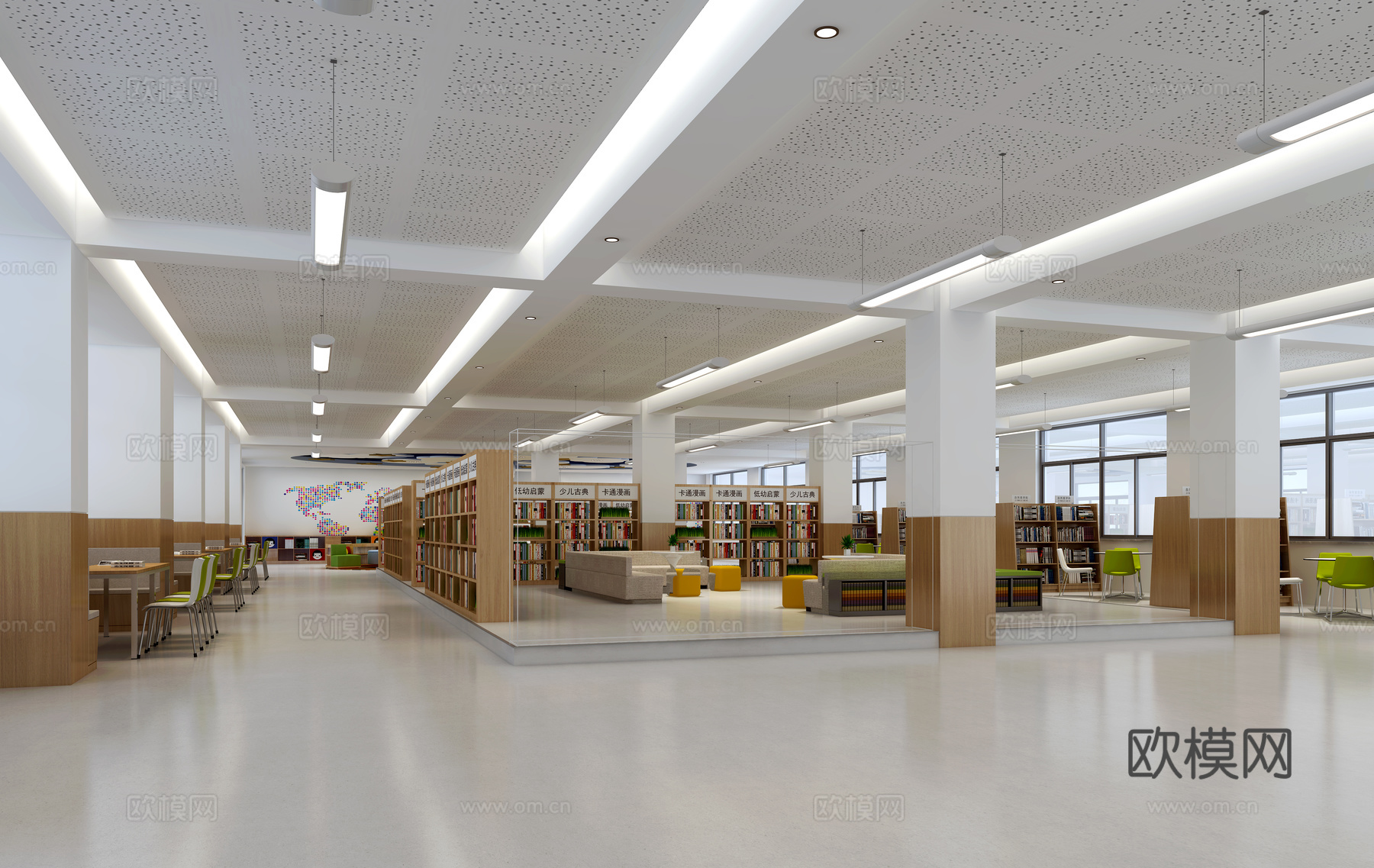 现代学校图书馆3d模型
