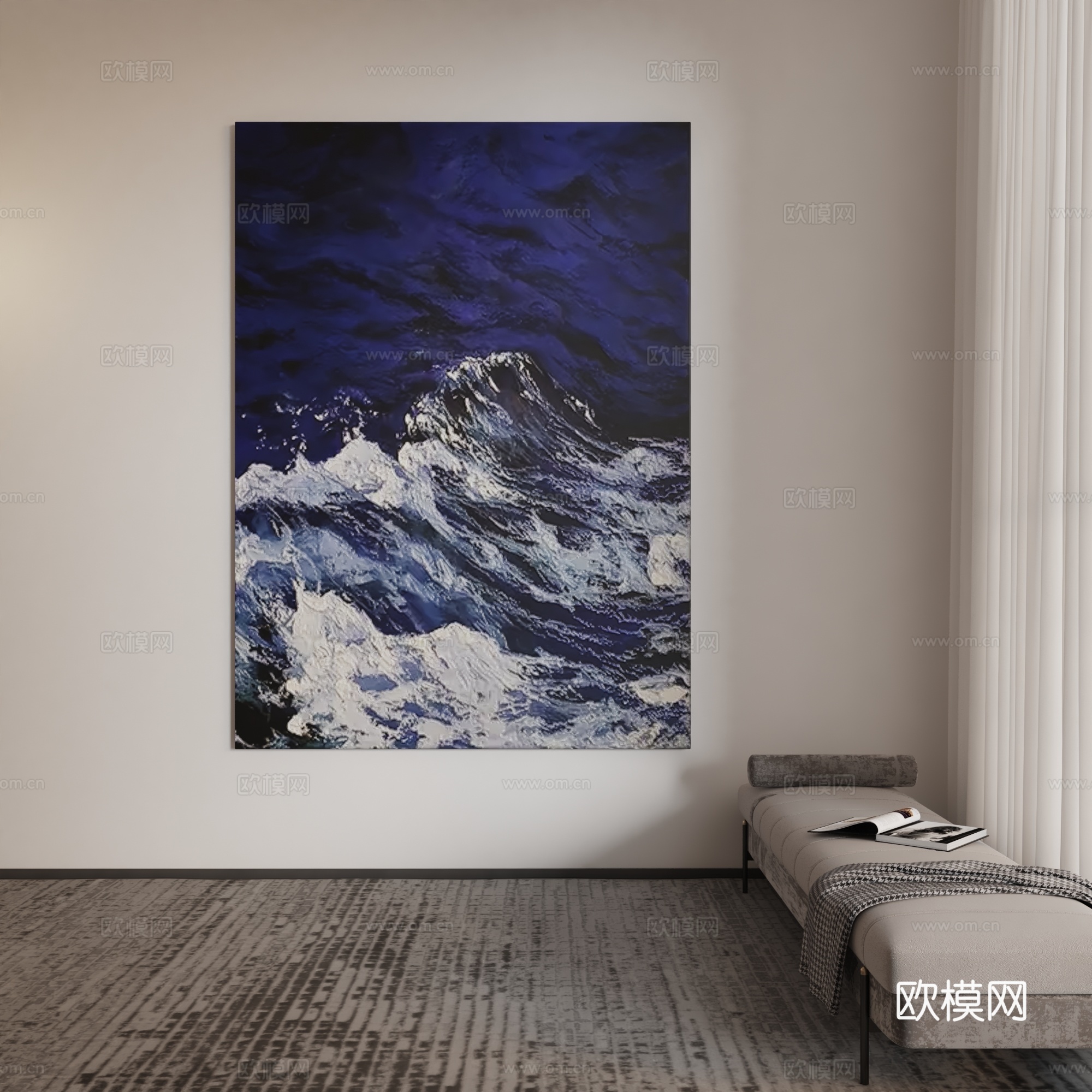 意式极简现代客厅玄关挂画3d模型