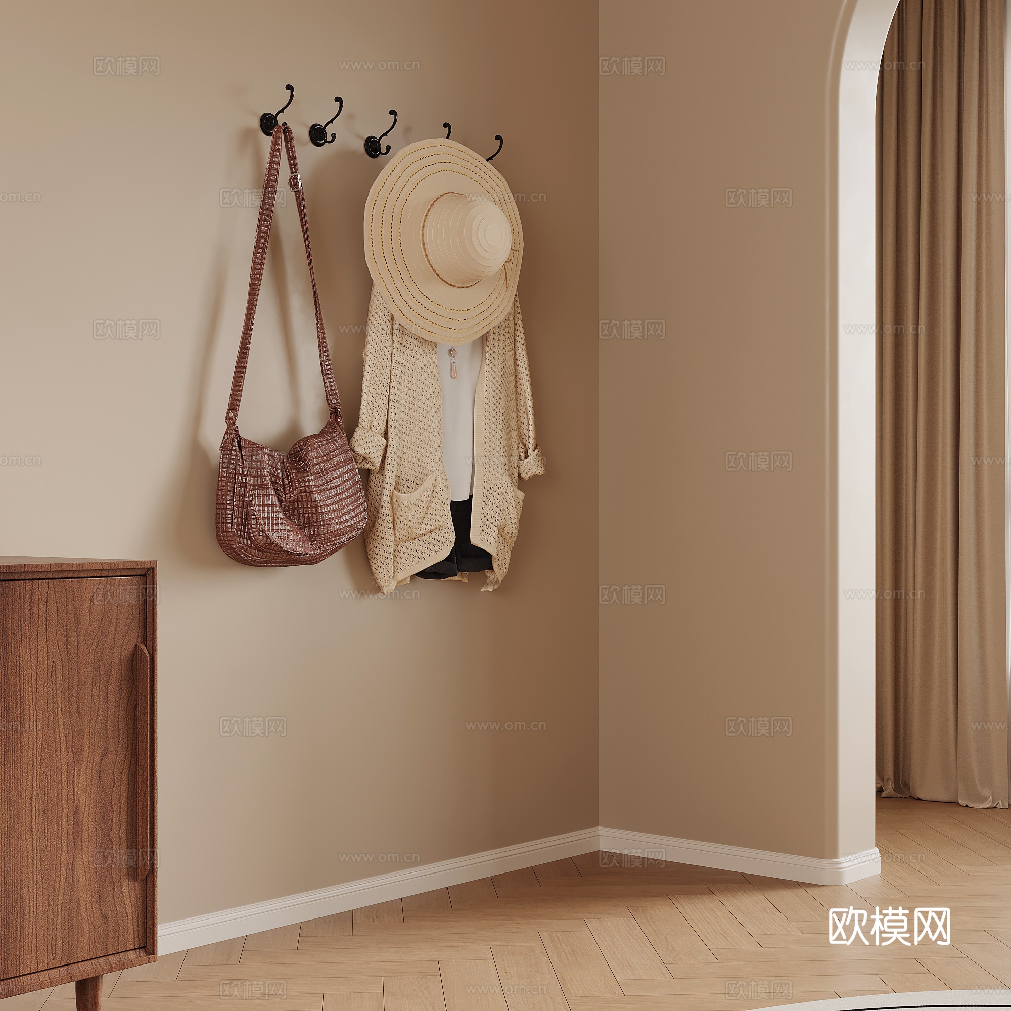 挂衣钩 现代奶油风挂衣钩 衣服帽子3d模型