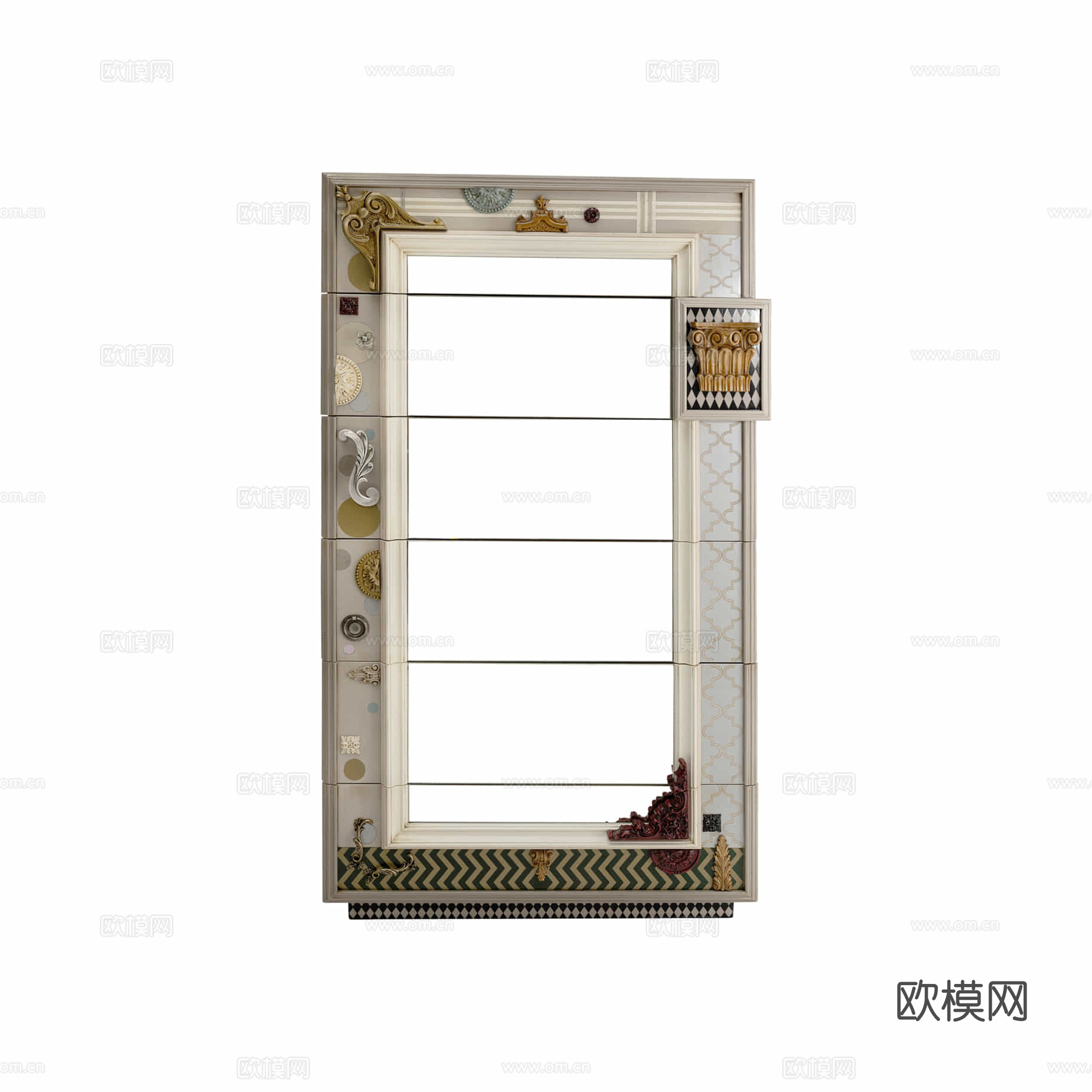 中古复古北欧艺术镜子su模型