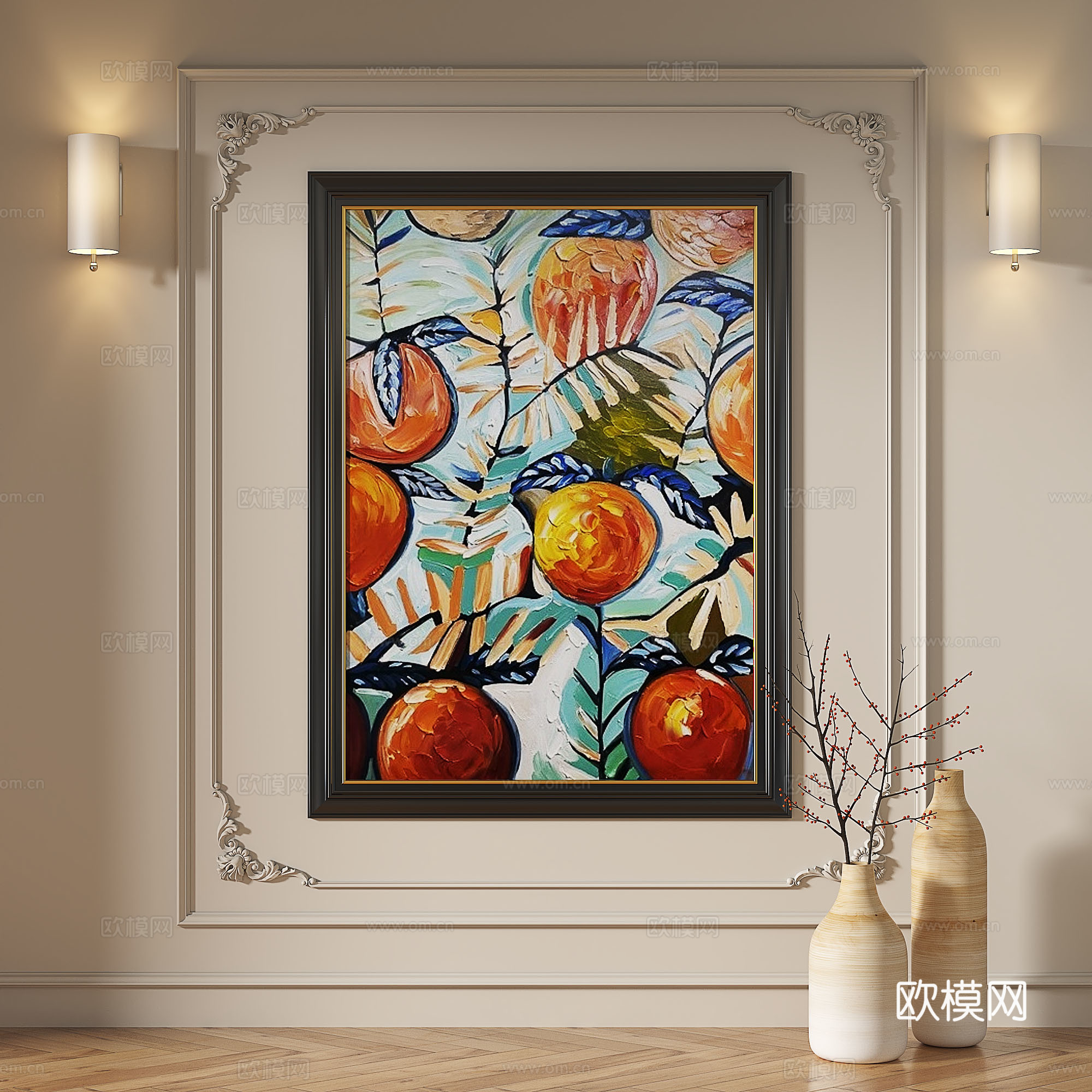 法式，中古，复古，油画，轻奢，抽象，现代，欧式，古典，装饰画3d模型