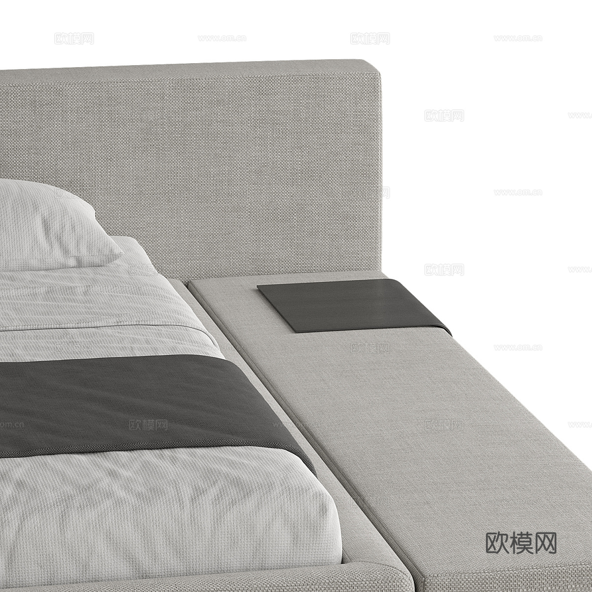 现代意式极简布艺双人床3d模型
