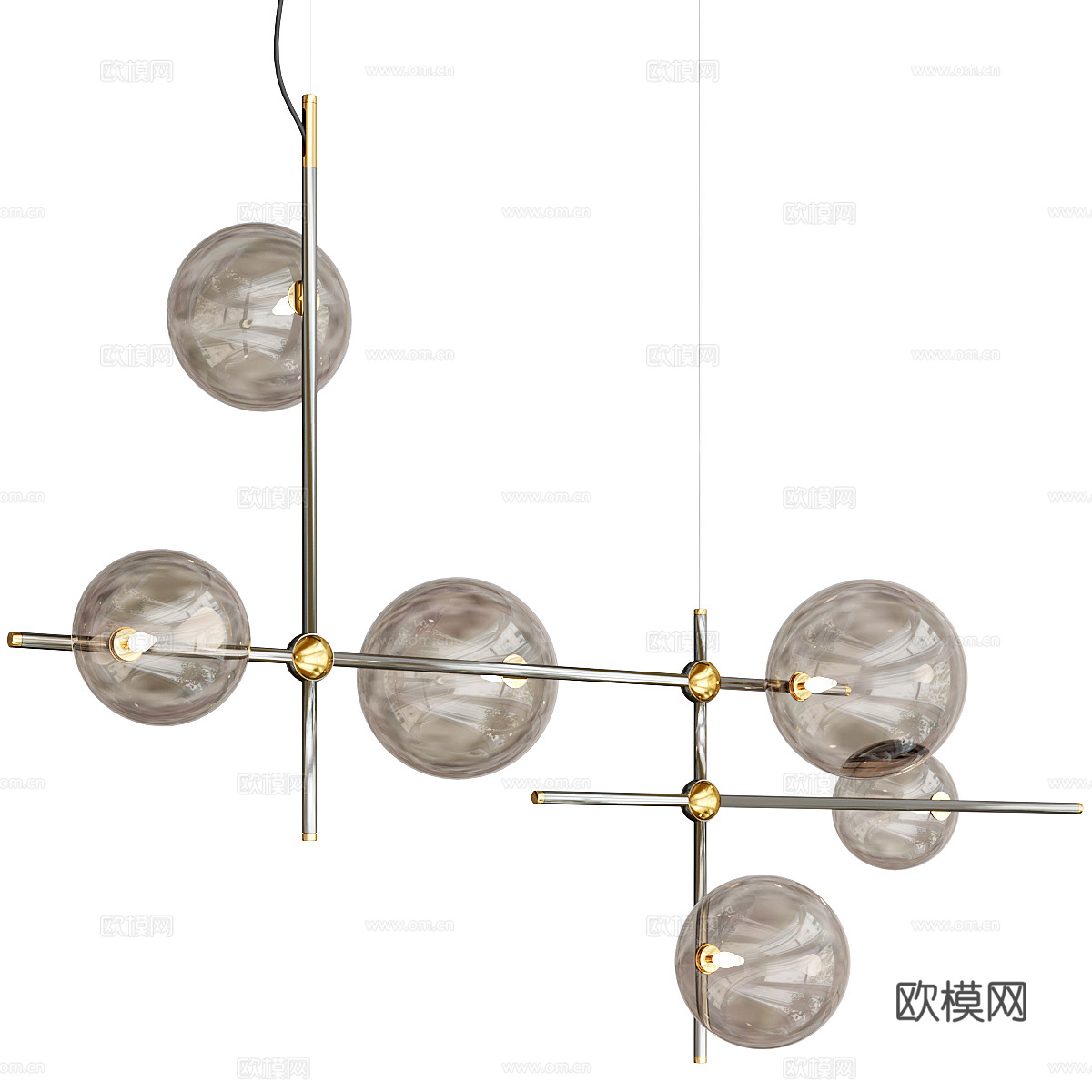 现代意式轻奢金属玻璃装饰吊灯3d模型