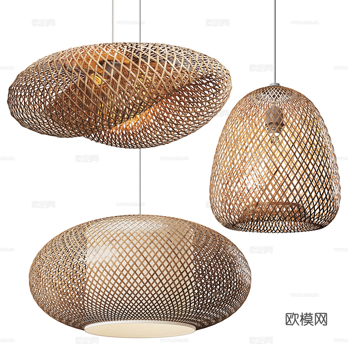 新中式侘寂藤编装饰吊灯3d模型