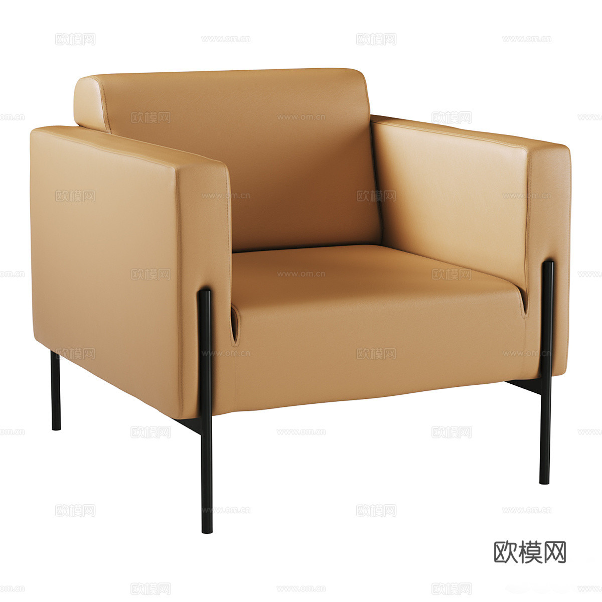 现代意式皮革扶手椅3d模型