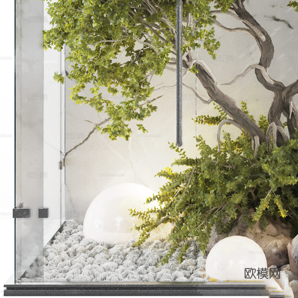 现代意式极简室内庭院3d模型