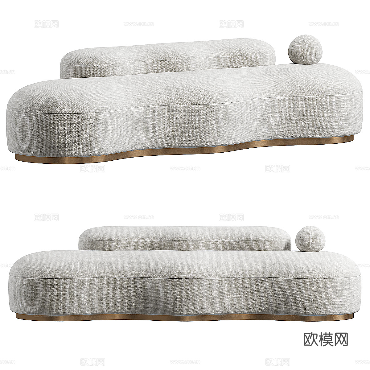 现代意式轻奢布艺休闲沙发3d模型