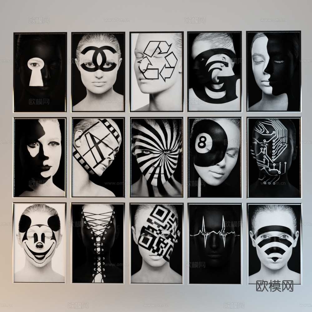 挂画 相框 人物画3d模型