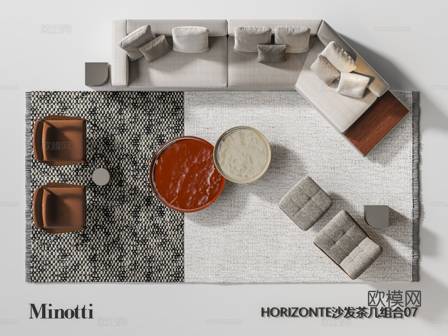 Minotti沙发茶几组合 转角沙发 转角沙发 沙发椅3d模型