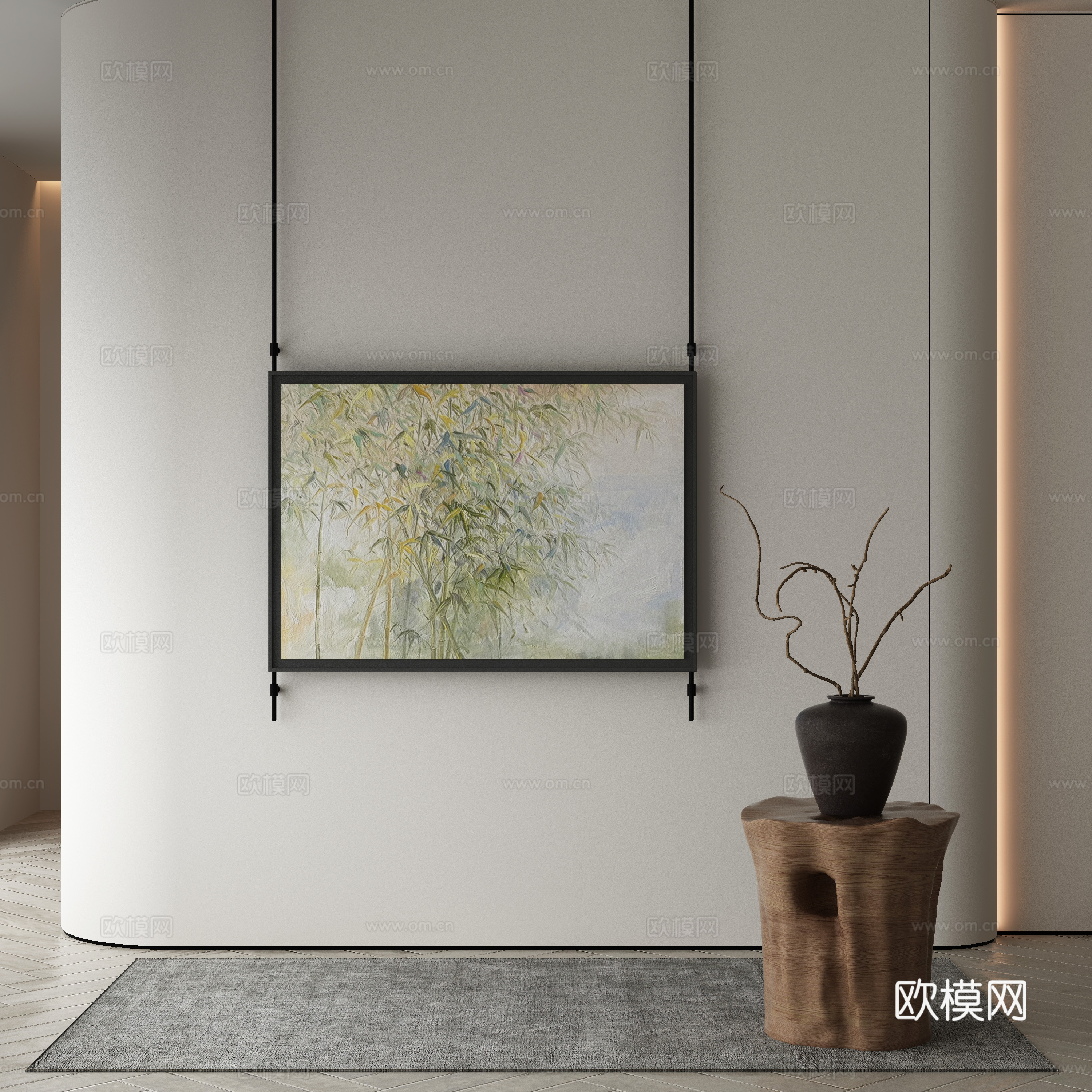 现代侘寂挂画 油画3d模型