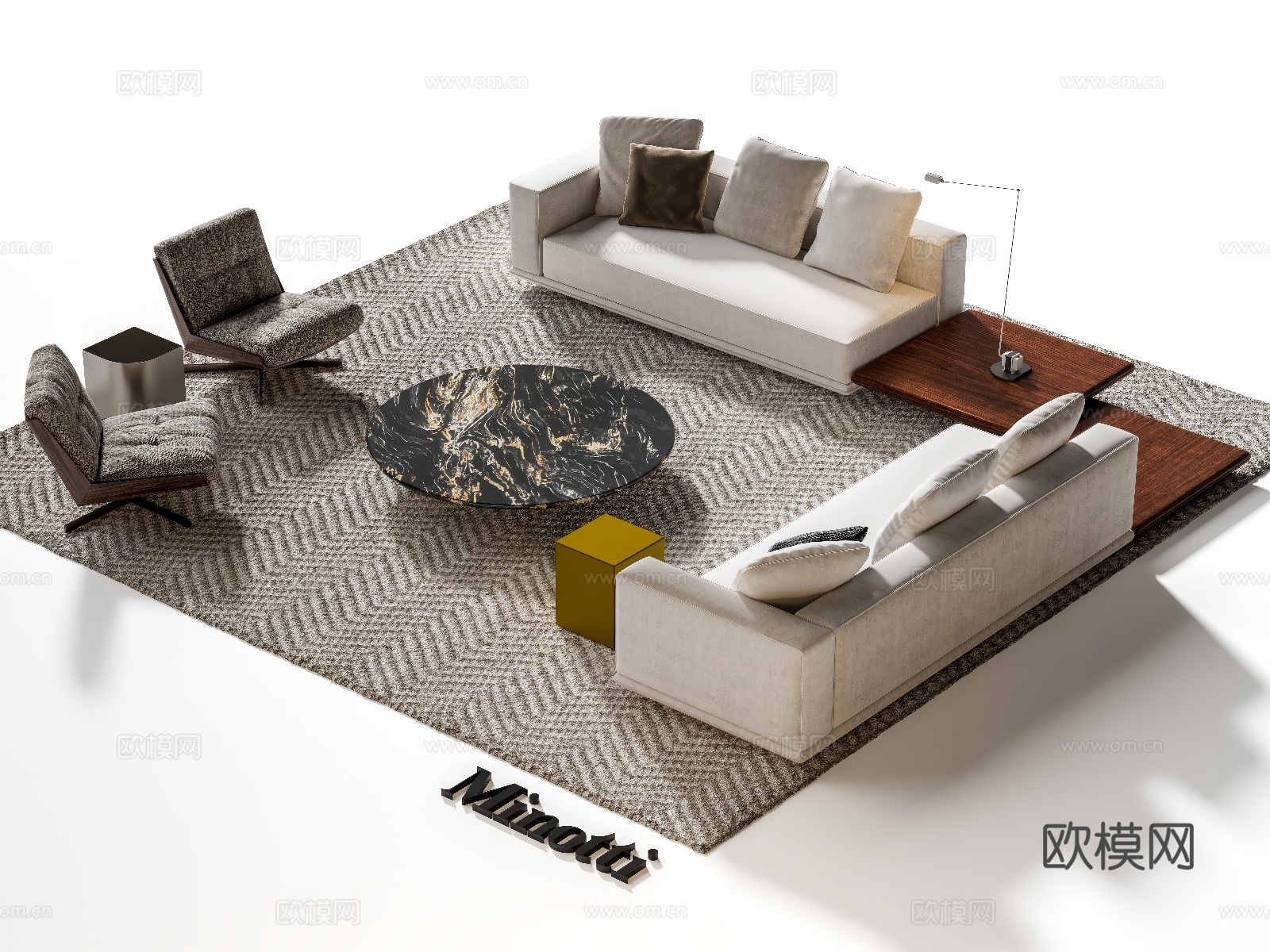 Minotti 沙发茶几组合 转角沙发 客厅沙发 沙发椅3d模型