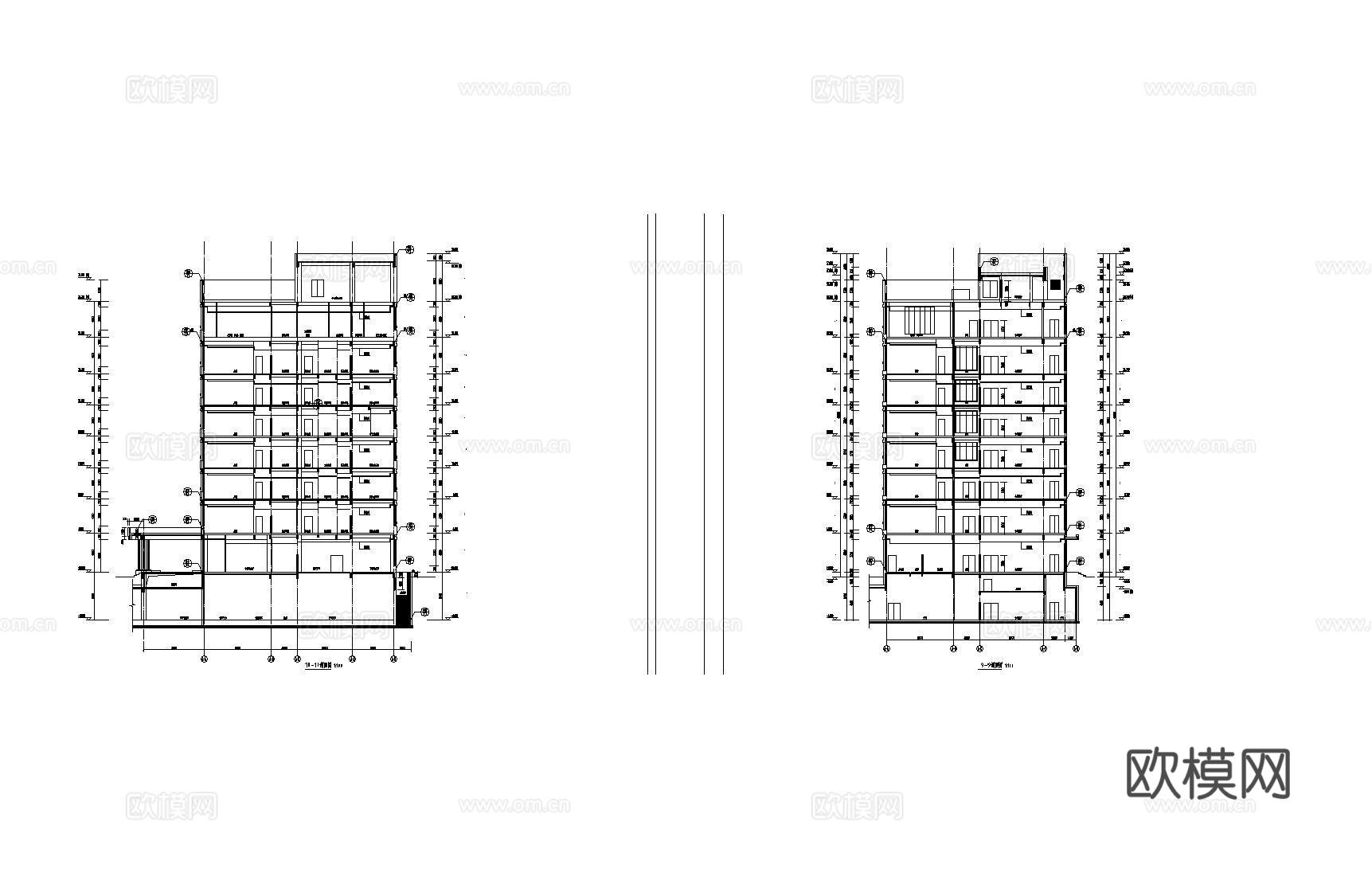 现代医院 住院部建筑 施工图 cad 平立剖cad施工图