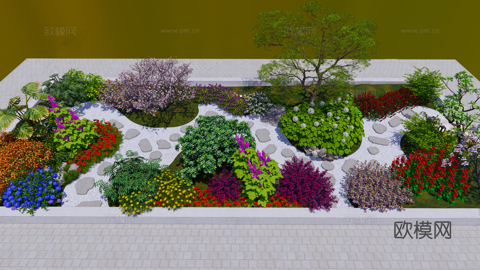 现代屋顶花园 空中花园 庭院花园su模型