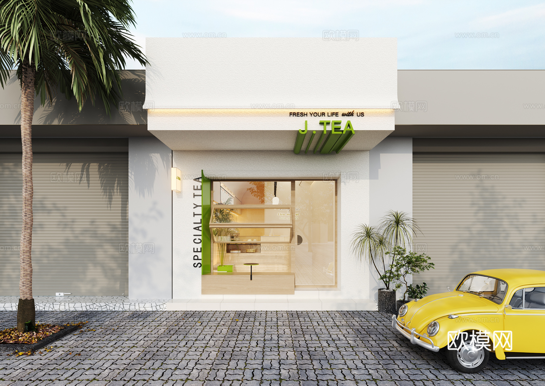 现代奶茶店3d模型