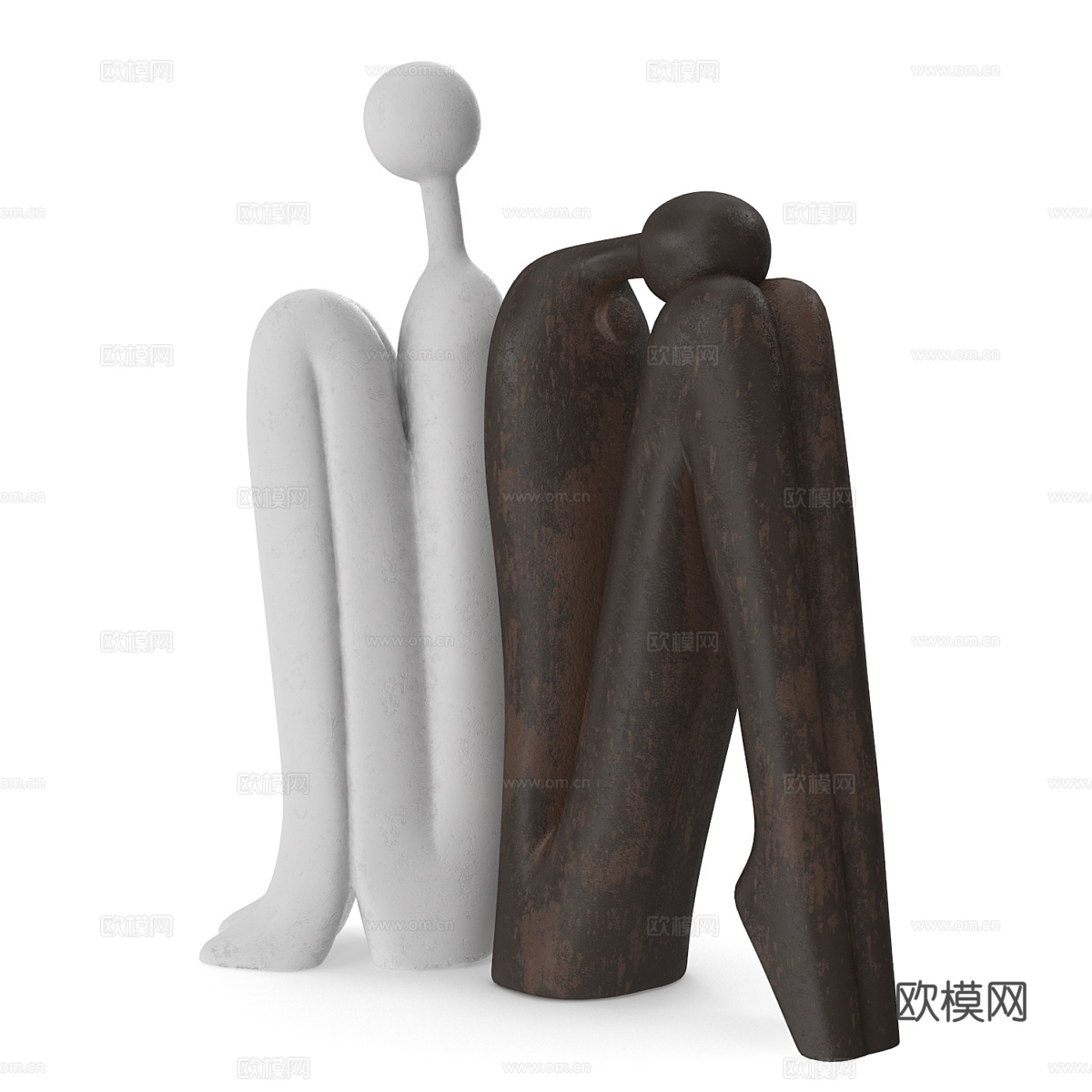现代陶制抽象人物雕塑3d模型