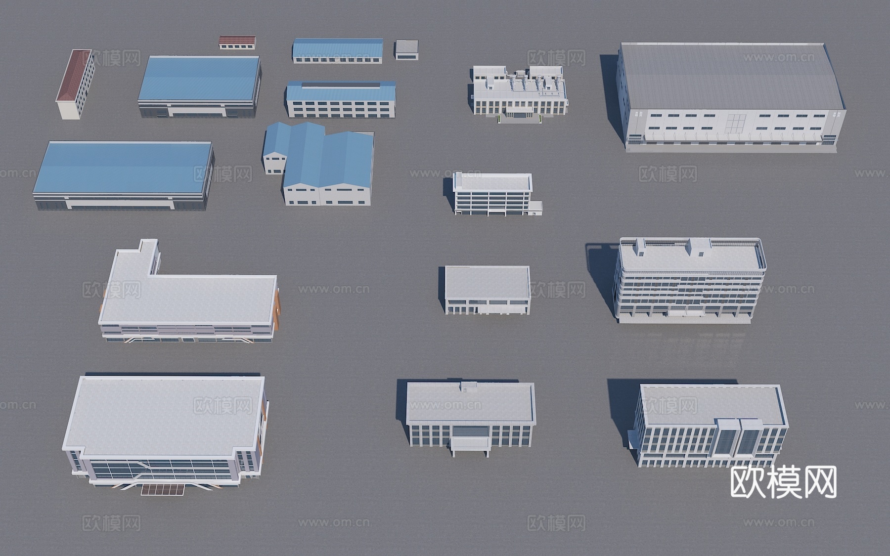 现代厂房 厂区 厂房配楼3d模型
