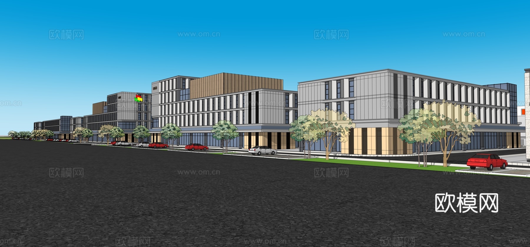 现代办公 产业园区 办公楼建筑su模型