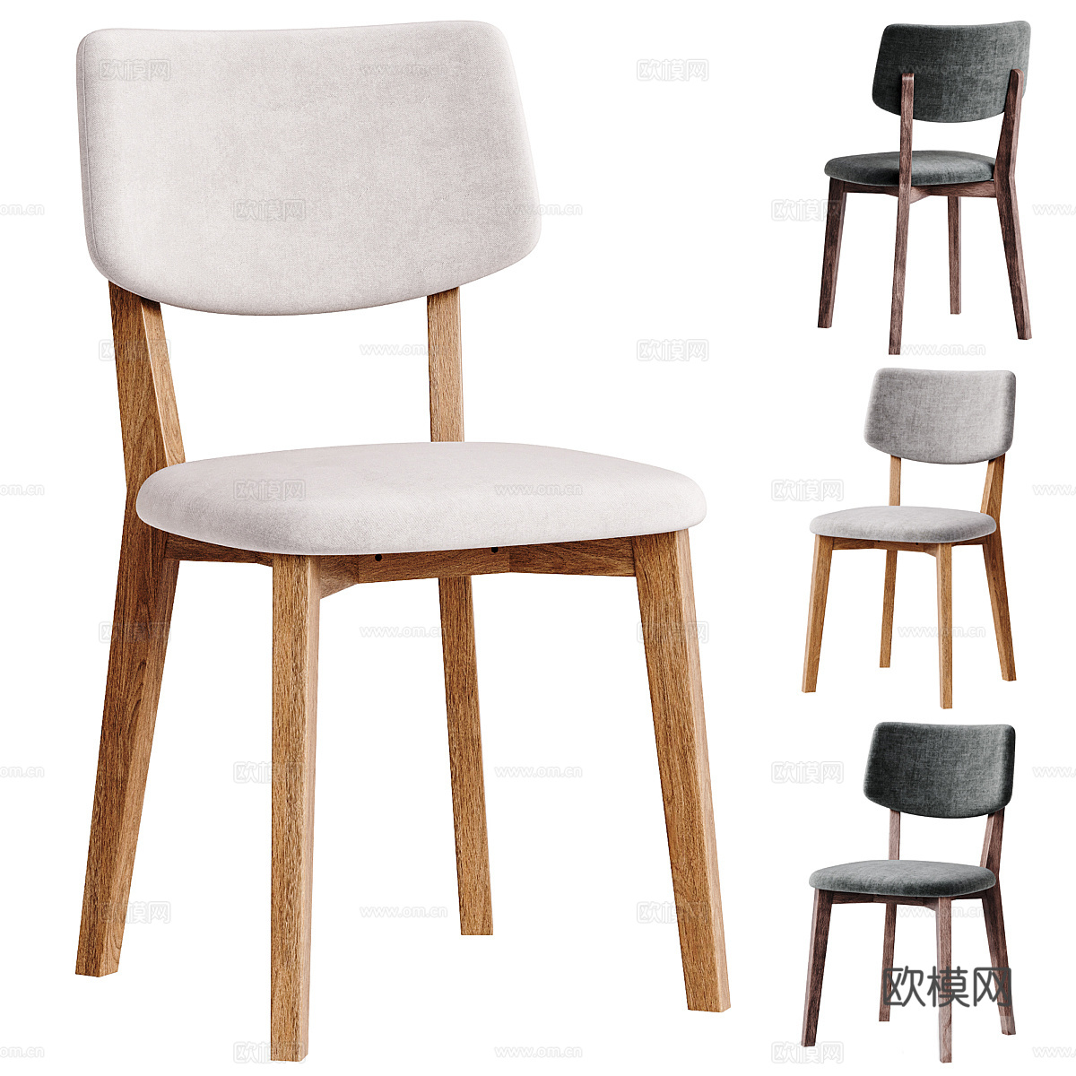 新中式原木椅子3d模型