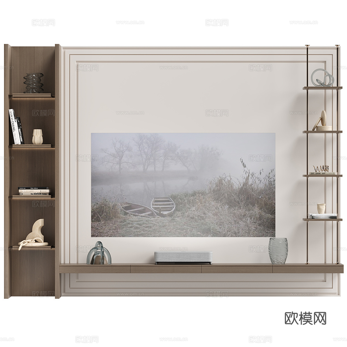 现代极简电视背景墙3d模型