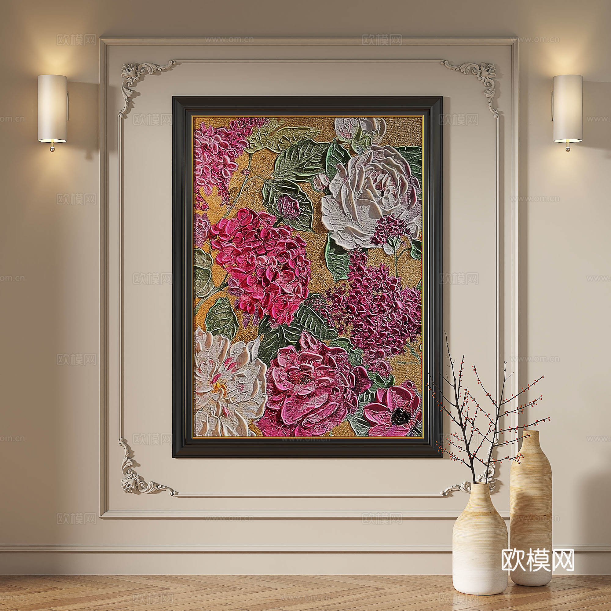 法式，中古，复古，油画，轻奢，抽象，现代，欧式，古典，装饰画3d模型