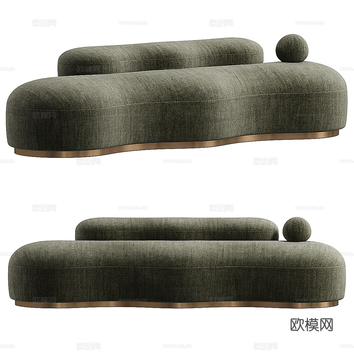 现代意式轻奢布艺休闲沙发3d模型
