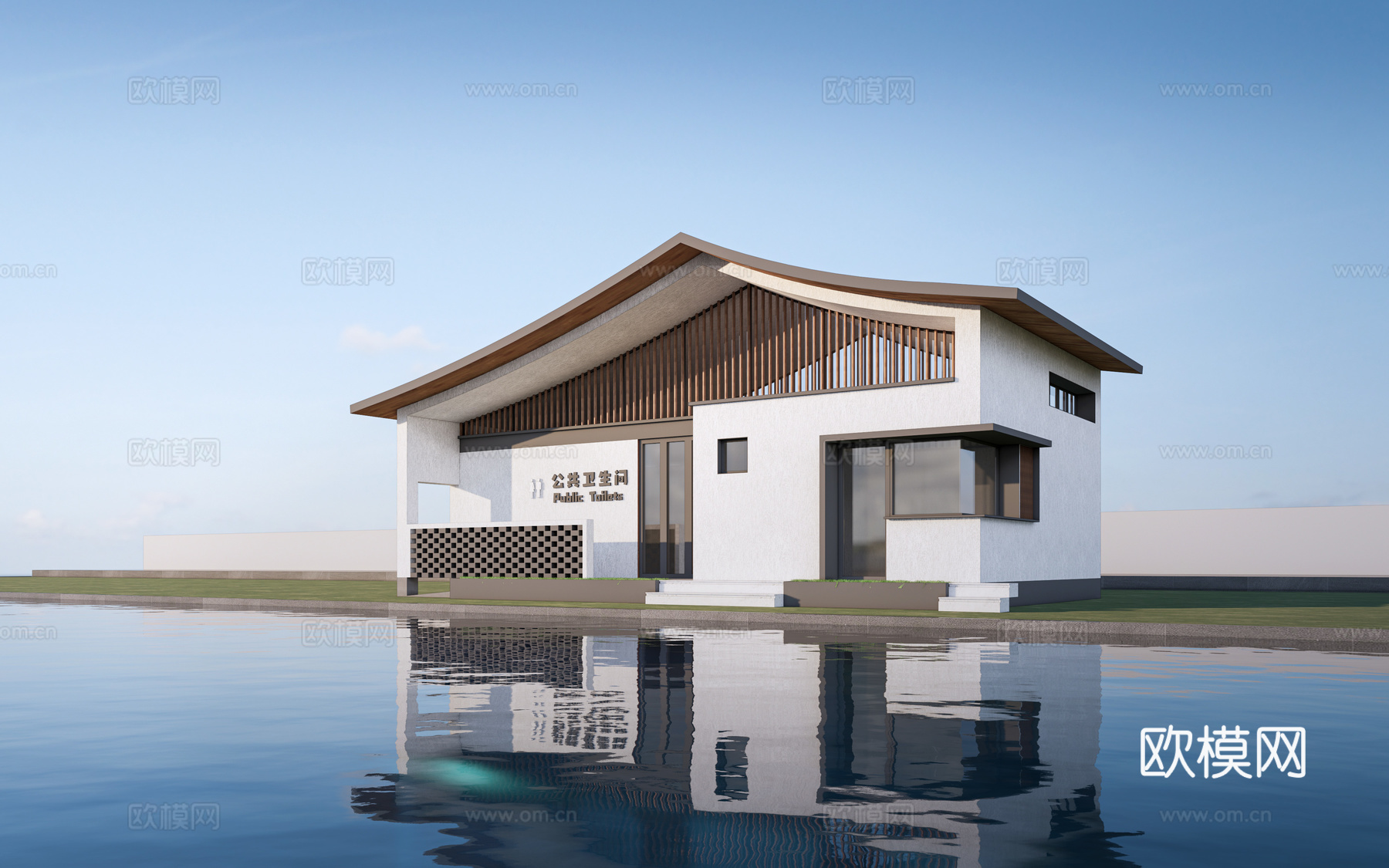 现代公厕建筑 厕所建筑 旅游厕所 公共卫生间su模型