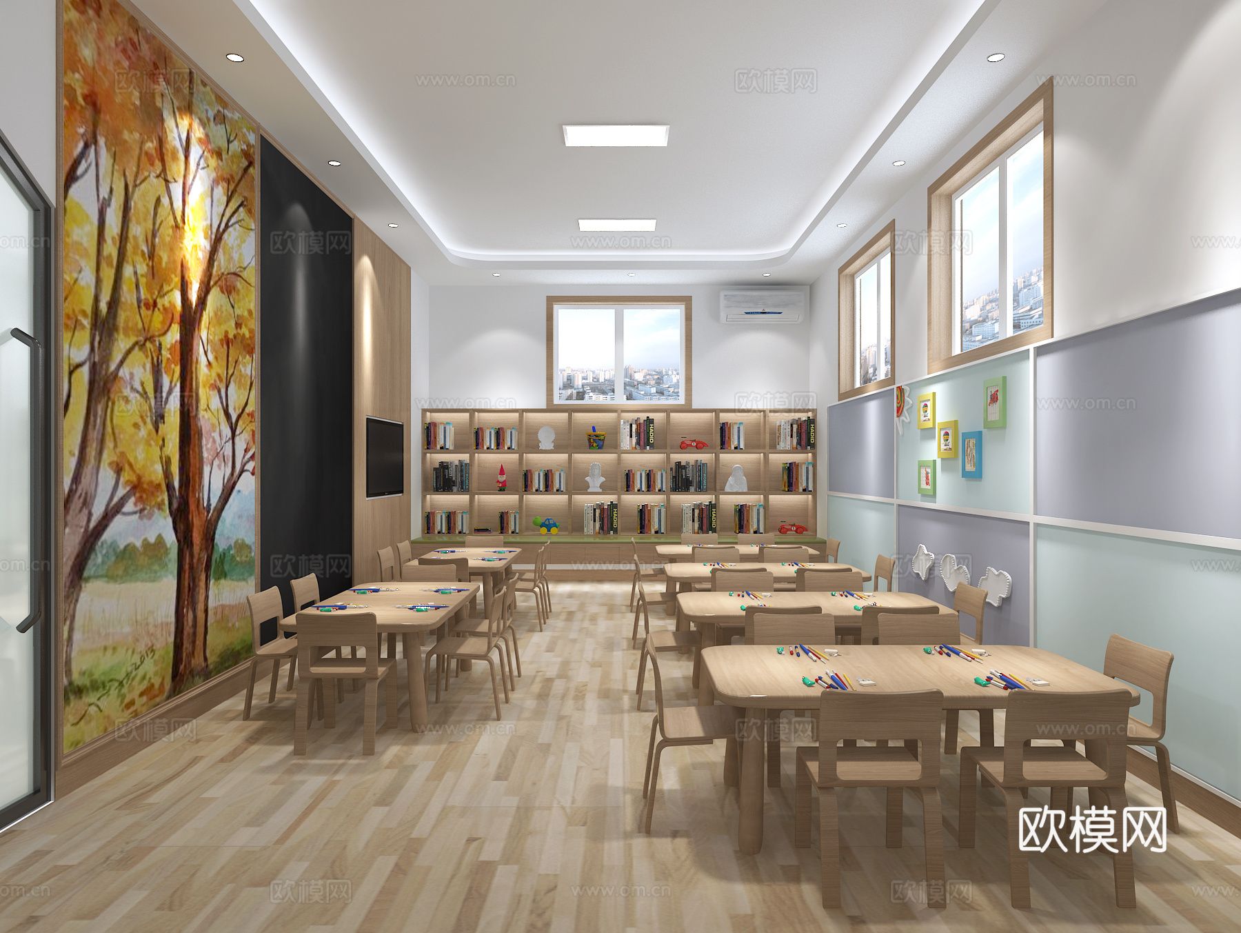 现代幼儿园培训机构美术室画室3d模型