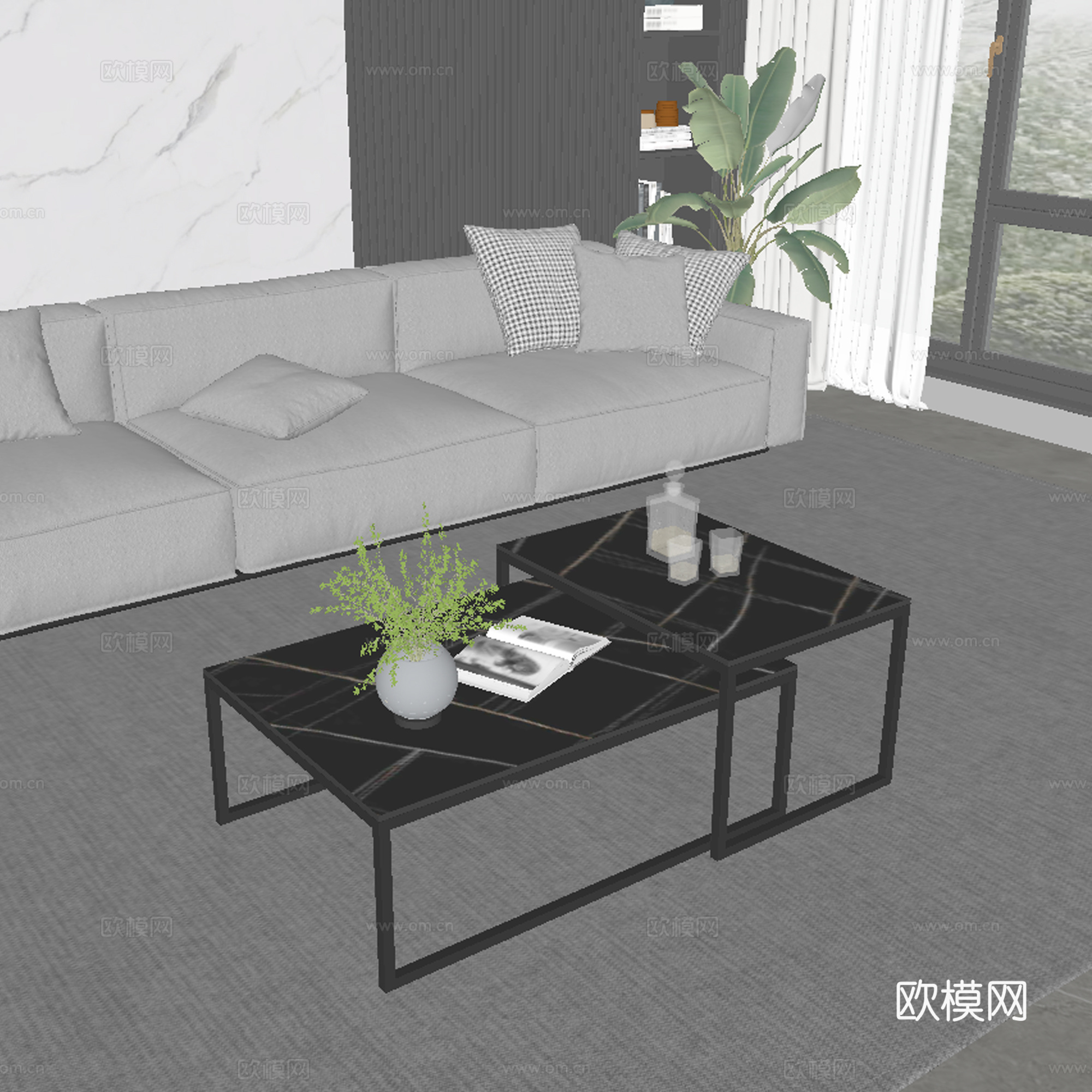 现代茶几su模型
