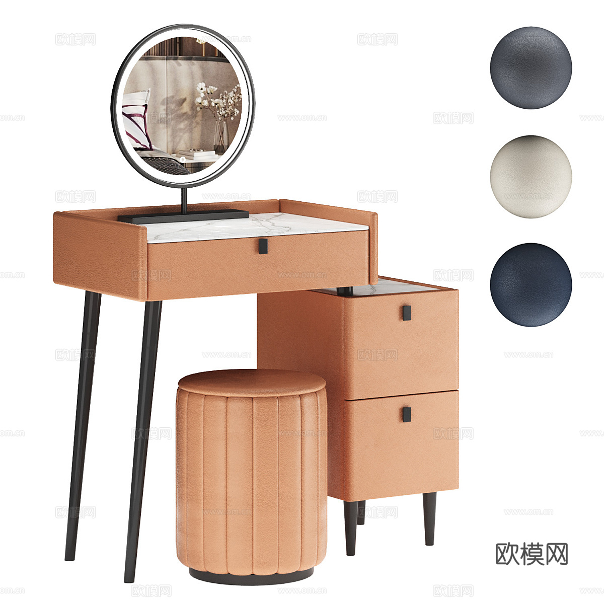 现代意式轻奢梳妆台3d模型