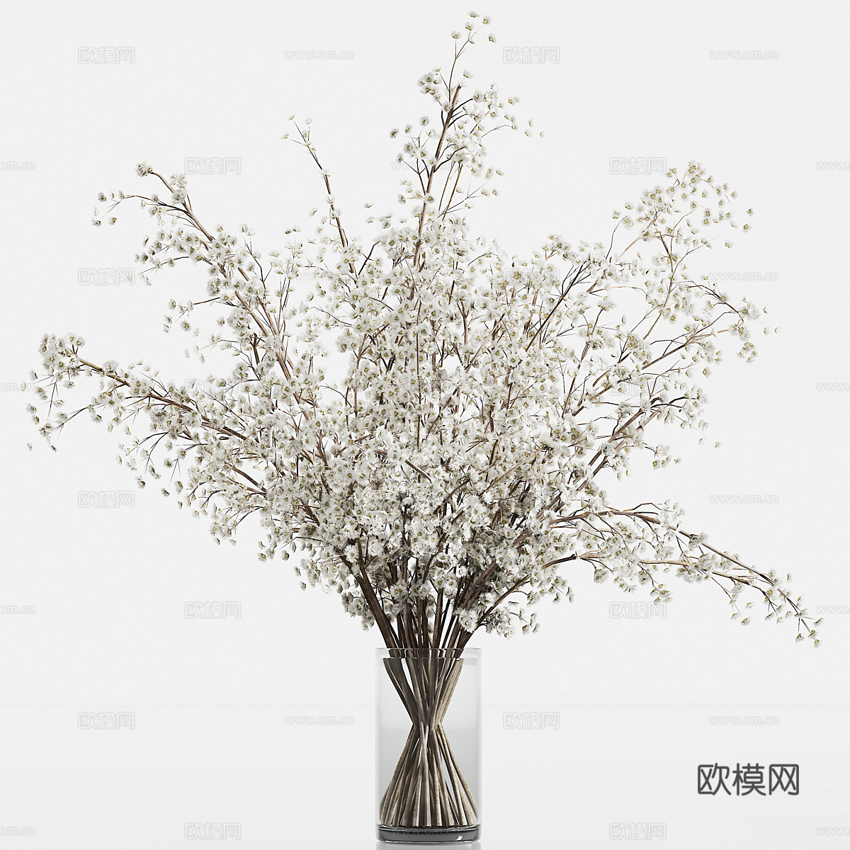 现代玻璃花瓶花艺3d模型