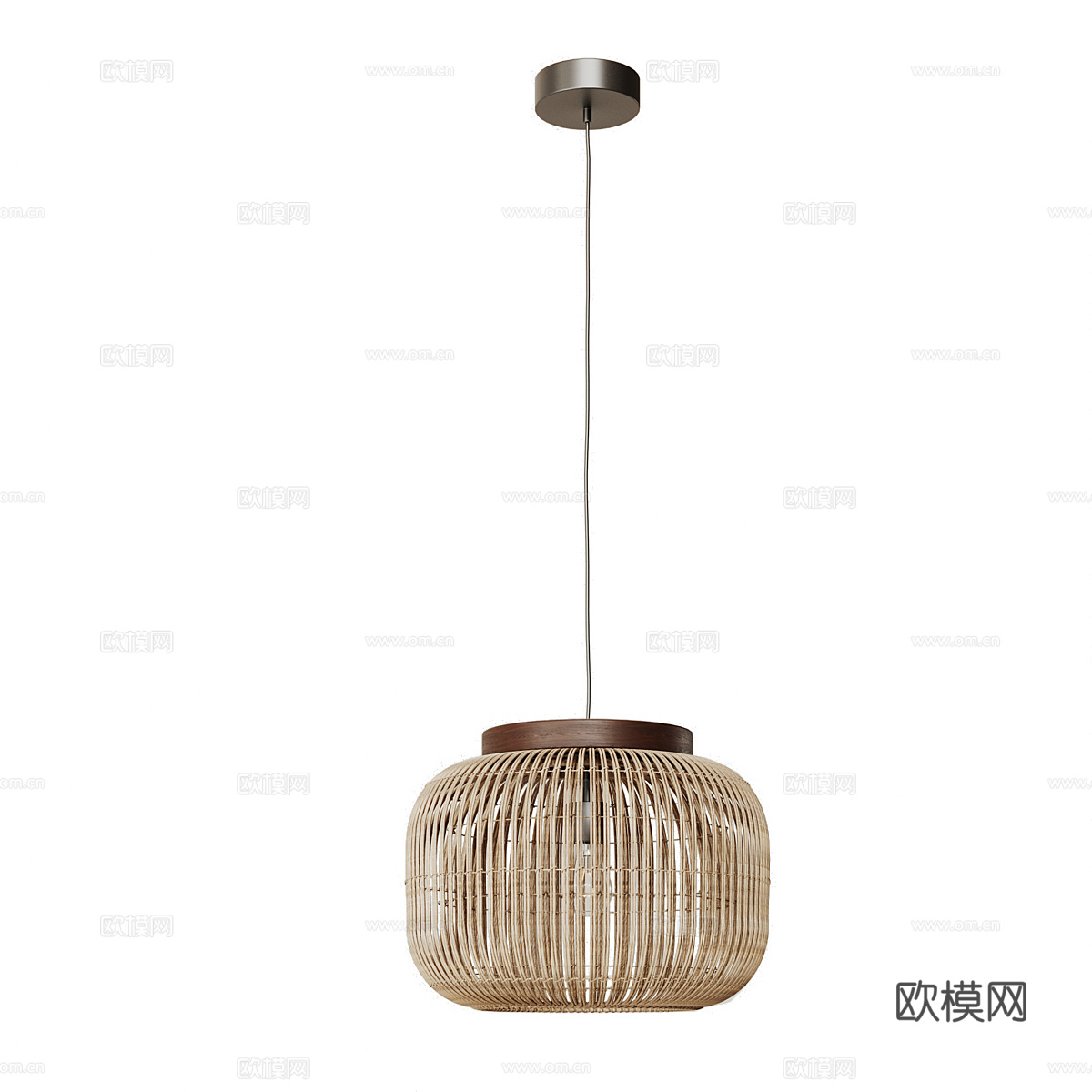新中式茶几藤编装饰吊灯3d模型