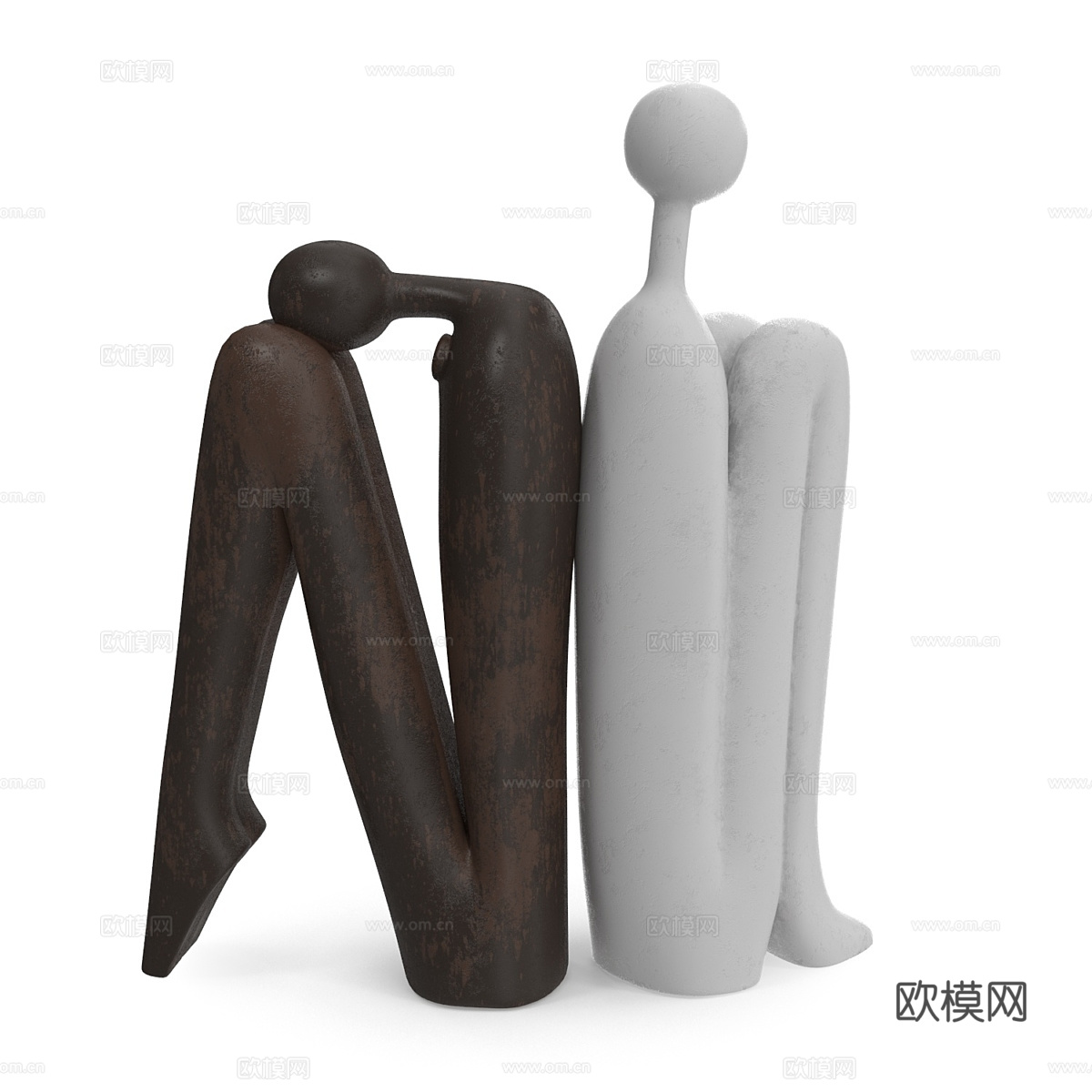 现代陶制抽象人物雕塑3d模型