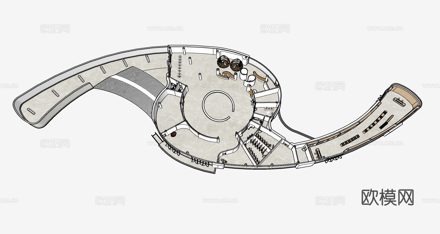 接待、展销区 异形建筑su模型