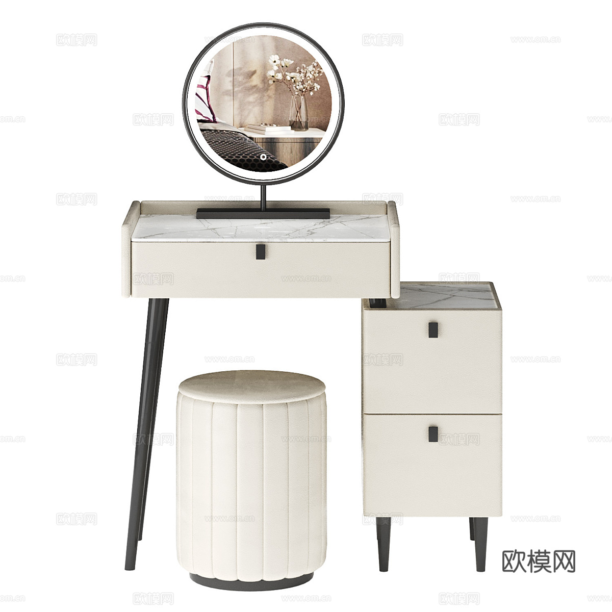 现代意式轻奢梳妆台3d模型