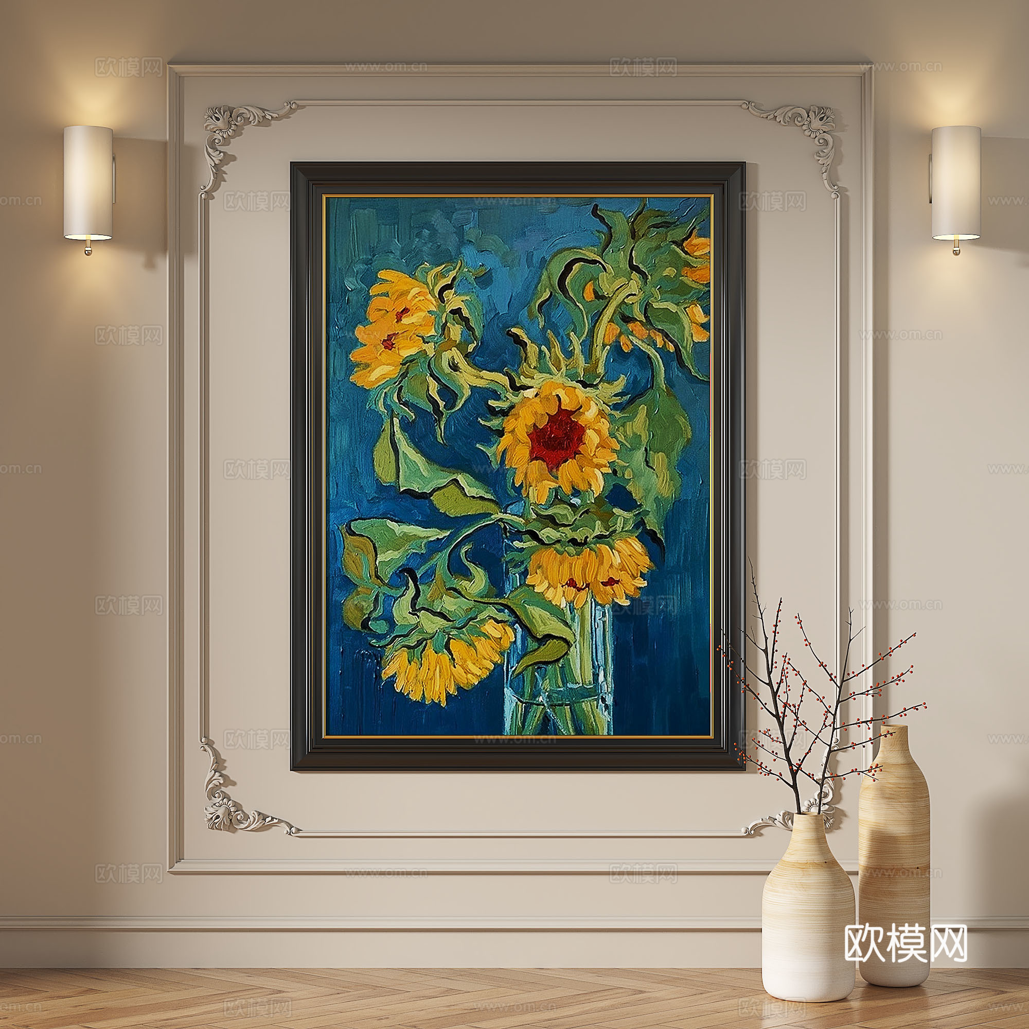 法式，中古，复古，油画，轻奢，抽象，现代，欧式，古典，装饰画3d模型