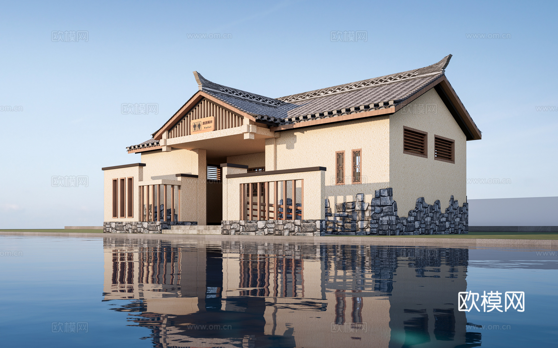 现代公厕建筑 厕所建筑 旅游厕所 公共卫生间su模型