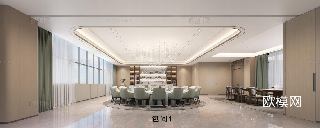 酒店包间   餐厅包间su模型