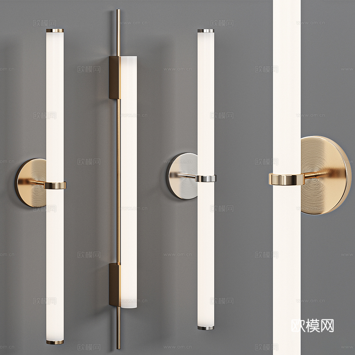 现代轻奢金属玻璃装饰壁灯3d模型