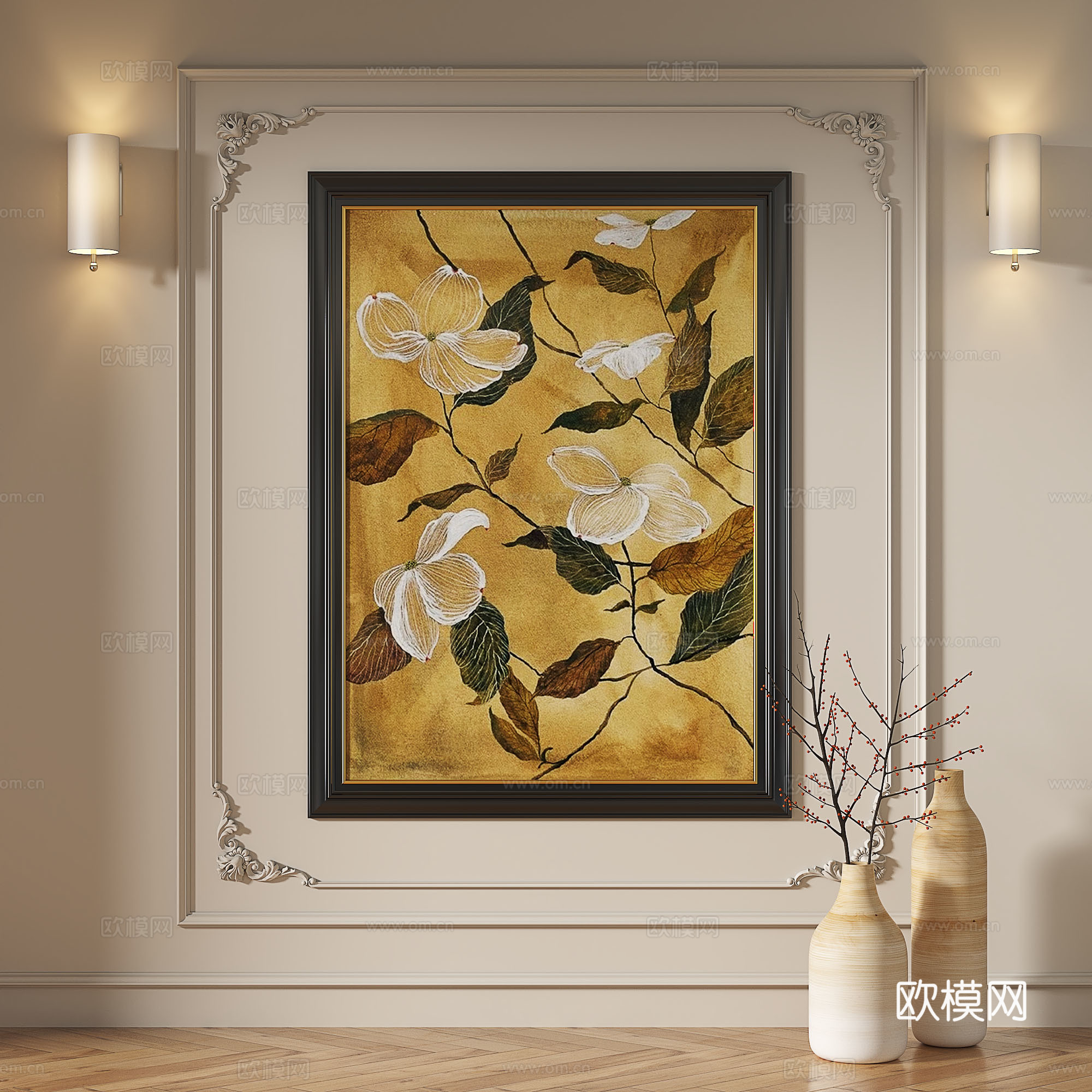 法式，中古，复古，油画，轻奢，抽象，现代，欧式，古典，装饰画3d模型