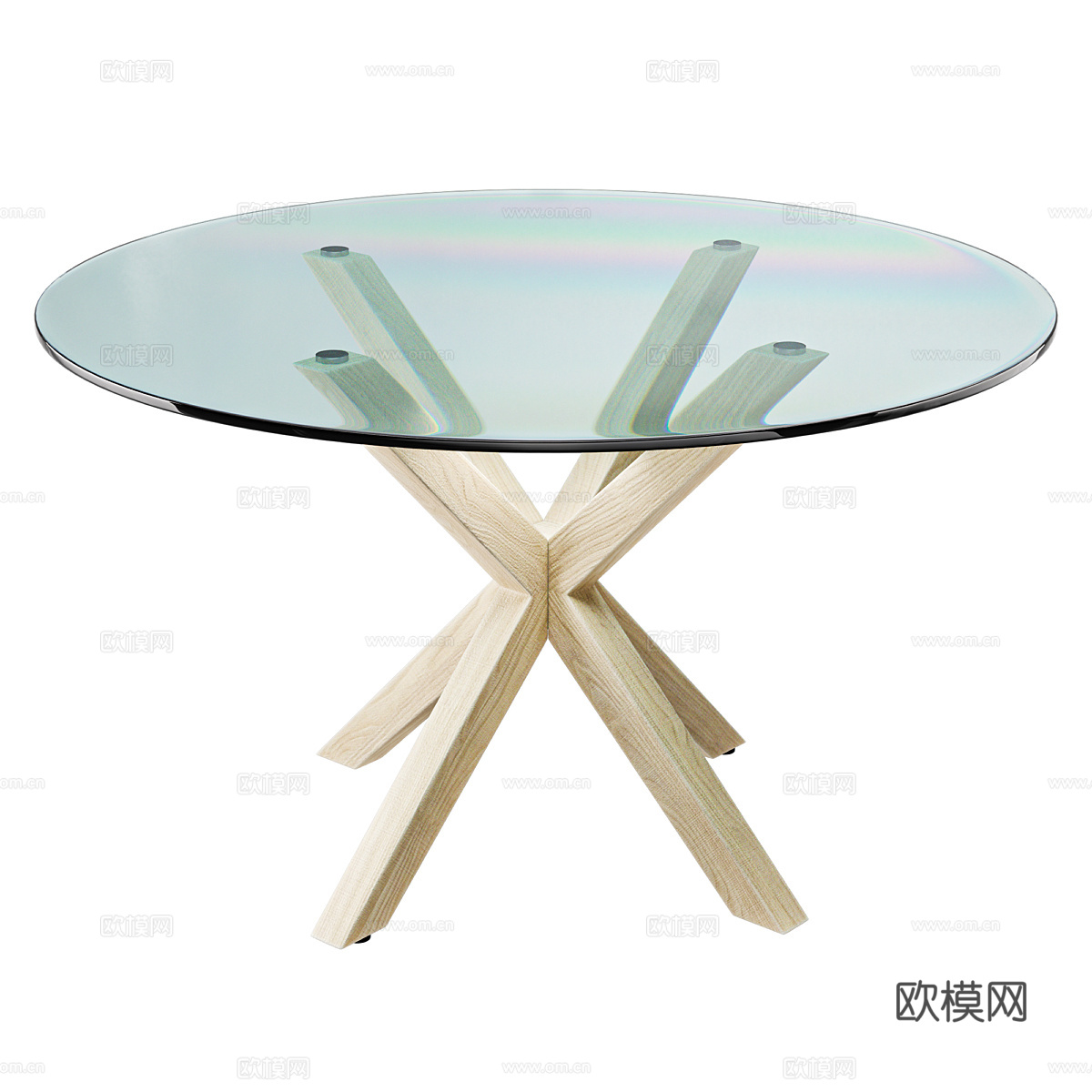 现代北欧玻璃圆餐桌3d模型