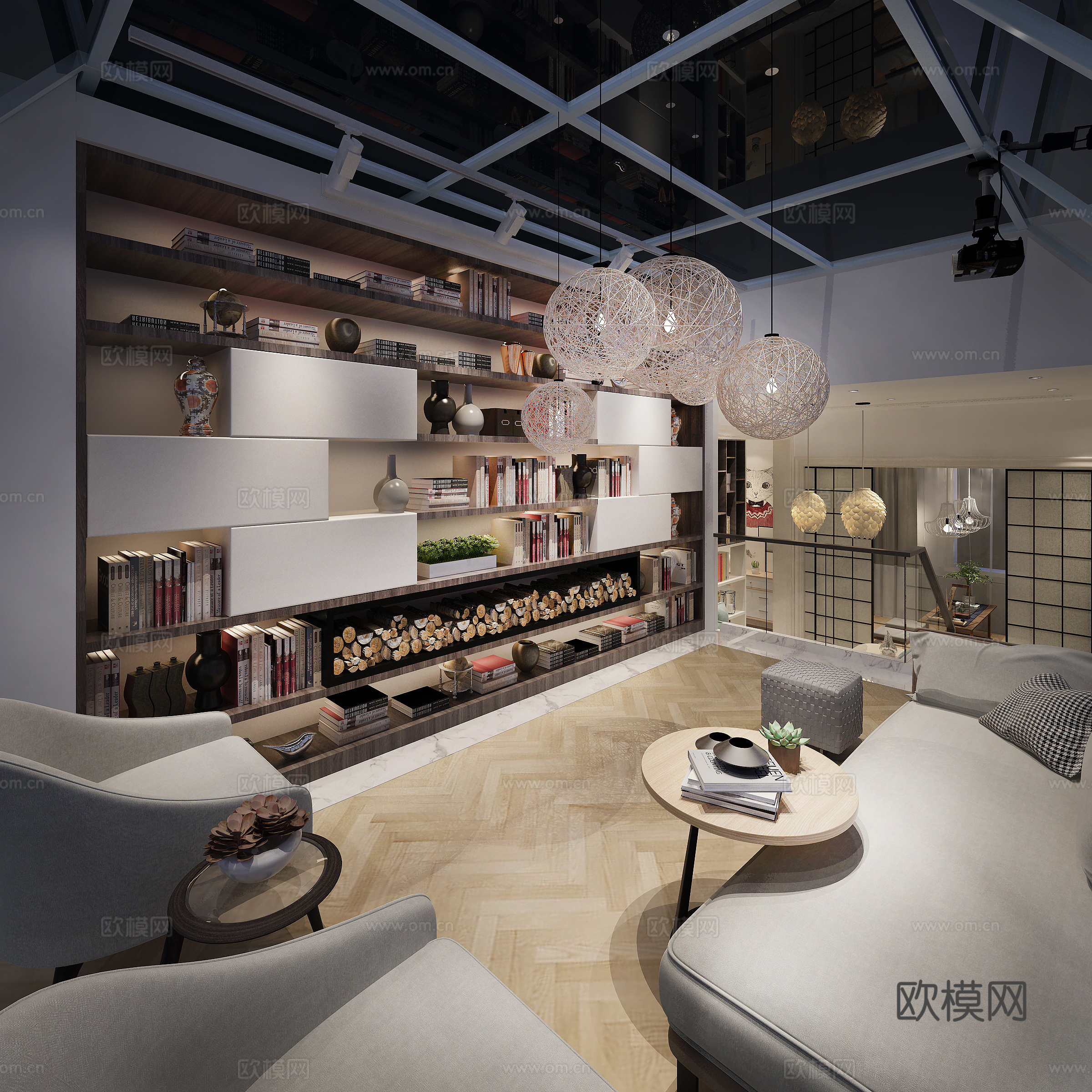 北欧阳台 榻榻米 休闲区 走廊3d模型